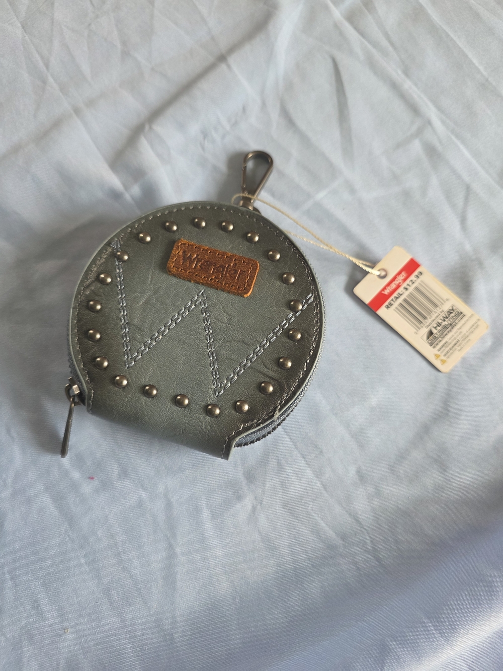 Wrangler Round Studded Coin Pouch - Gray
